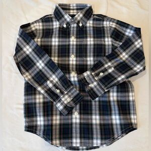 Janie and Jack Boy’s Navy and White Plaid Shirt